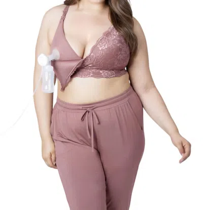 Kindred Bravely Lace Minimalist Busty Pumping & Nursing Bra In Twilight In Pink