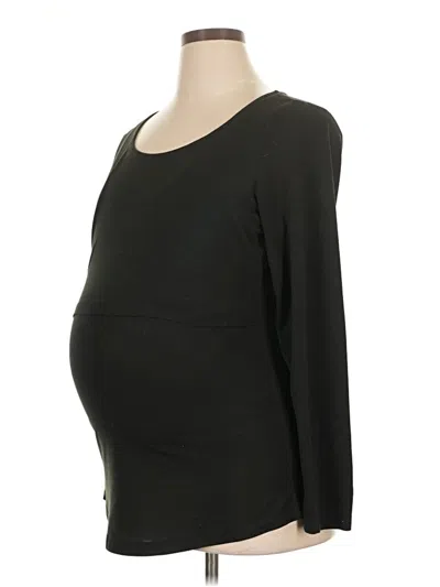 Pre-owned Kindred Bravely Long Sleeve Top Black Scoop Neck Tops