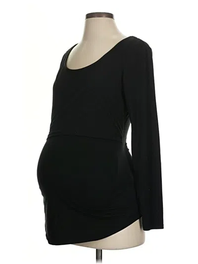 Pre-owned Kindred Bravely Long Sleeve Top Black Scoop Neck Tops