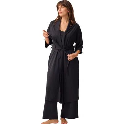 Kindred Bravely Maternity & Nursing Three-piece Pajama Set In Black