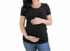 Kindred Bravely Organic Cotton Maternity & Nursing Henley Tee In Black In Black