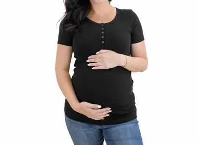 Kindred Bravely Organic Cotton Maternity & Nursing Henley Tee In Black