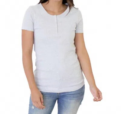 Kindred Bravely Organic Cotton Maternity & Nursing Henley Top In Gray In White