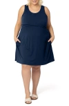 Kindred Bravely Penelope Crossover Maternity/nursing Dress In Navy Blue