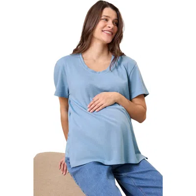 Kindred Bravely Relaxed Cotton Scoop Neck Maternity & Nursing Tee In Black