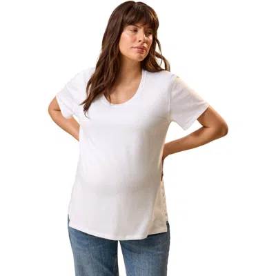 Kindred Bravely Relaxed Cotton Scoop Neck Maternity & Nursing Tee In White