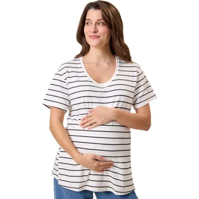 Kindred Bravely Relaxed Cotton Scoop Neck Maternity & Nursing Tee In White