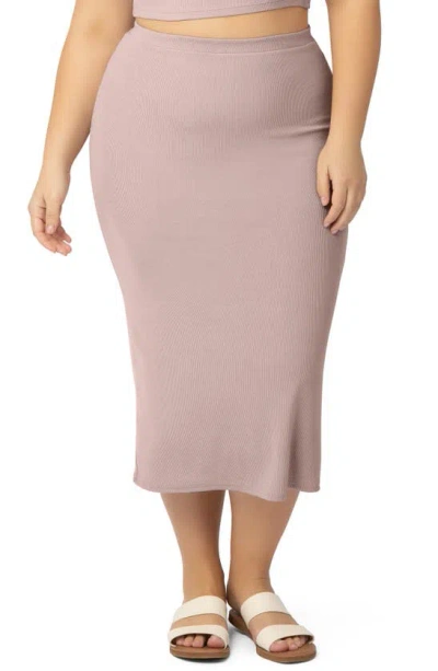 Kindred Bravely Ribbed Maternity Skirt In Lilac Stone