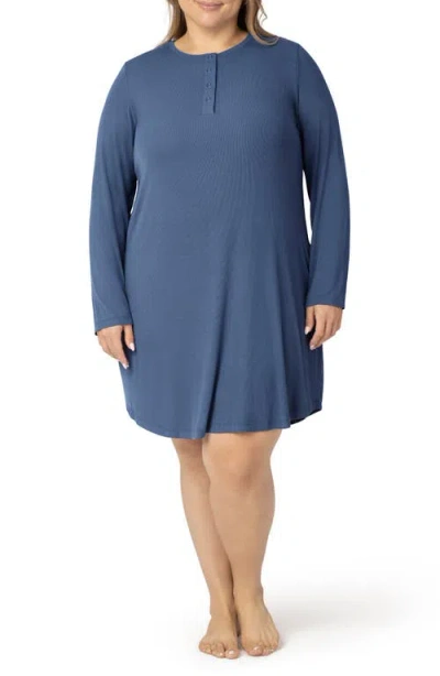 Kindred Bravely Riley Rib Jersey Nursing Nightgown In Slate Blue