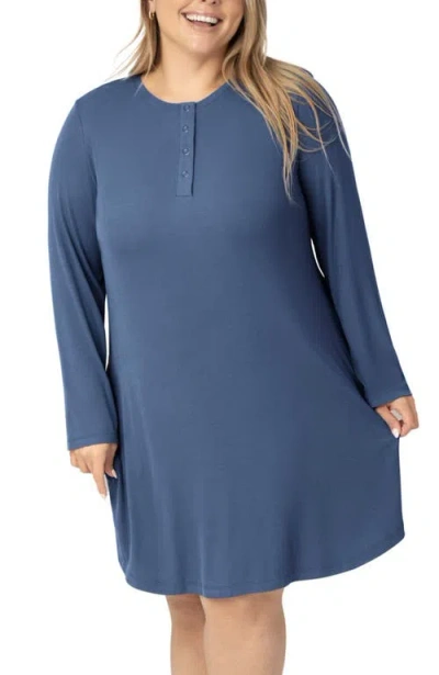 Kindred Bravely Riley Ribbed Maternity & Nursing Nightgown In Blue