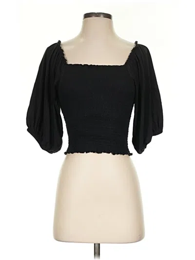 Pre-owned Kindred Bravely Short Sleeve Top Black Sweetheart Neckline Tops