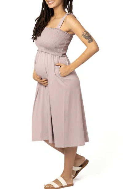 Kindred Bravely Sienna Smocked Midi Maternity/nursing Dress In Lilac Stone
