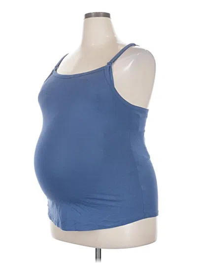 Pre-owned Kindred Bravely Tank Top Blue Solid Pattern Square Neckline Tops
