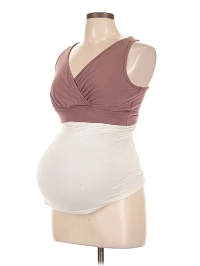 Pre-owned Kindred Bravely Tank Top Tan Plunge Neckline Tops