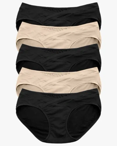 Kindred Bravely Under-the-bump Bikini Underwear 5 Pack In Black