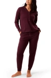 Kindred Bravely Waffle Maternity & Nursing Lounge Set In Burgundy