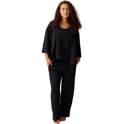Kindred Bravely Waffle Maternity And Nursing Three-piece Lounge Set In Black