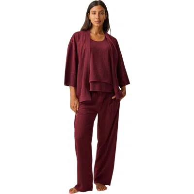 Kindred Bravely Waffle Maternity And Nursing Three-piece Lounge Set In Burgundy