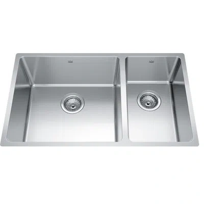 Kindred Brookmore Stainless Steel 30.6" L X 18.2" W Double Basin Undermount Kitchen Sink In Commercial Satin Finish