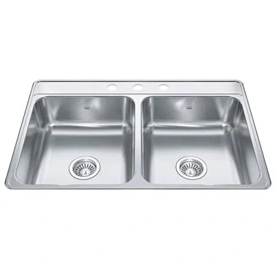 Kindred Creemore Stainless Steel 33" L X 22" W Double Basin Drop-in Kitchen Sink In Satin