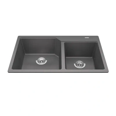 Kindred Granite 34" L X 20" W Double Basin Drop-in Kitchen Sink In Shadow Gray