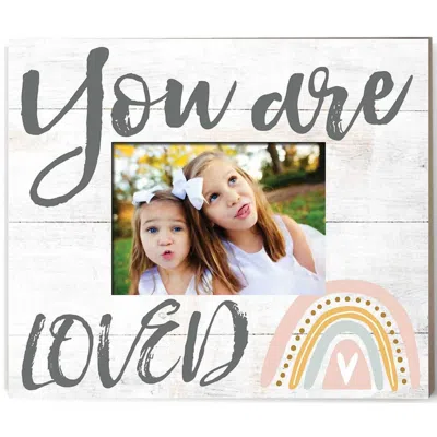 Kindred Hearts You Are Loved Rainbow Weathered Slat Photo Frame In Whitewash