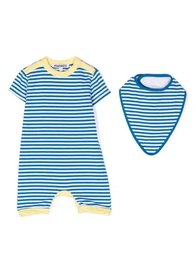 Kindred Babies' Horizontal-stripe Romper Set In Blue