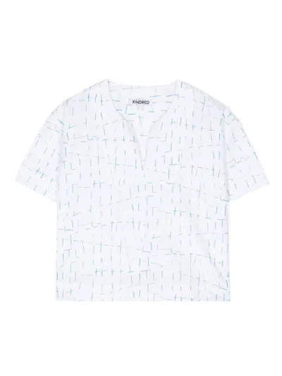 Kindred Kids' Jotline-print Short-sleeve Blouse In White