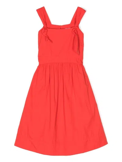 Kindred Kids' Knot-detail Organic-cotton Dress In Orange