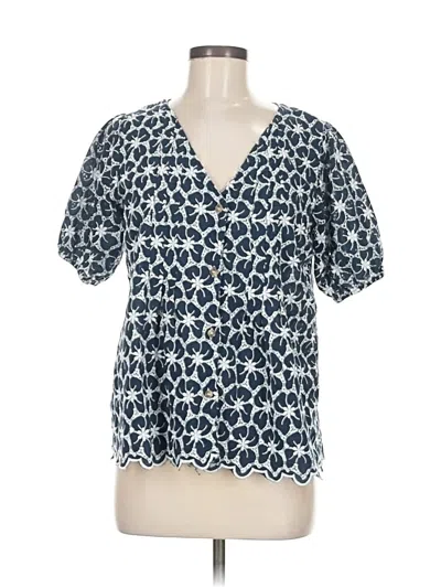 Pre-owned Kindred Short Sleeve Blouse In Blue