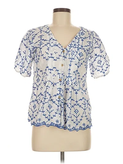 Pre-owned Kindred Short Sleeve Blouse In Blue