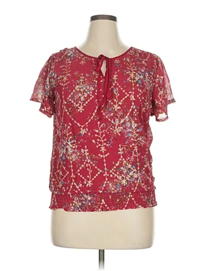Pre-owned Kindred Short Sleeve Blouse In Red