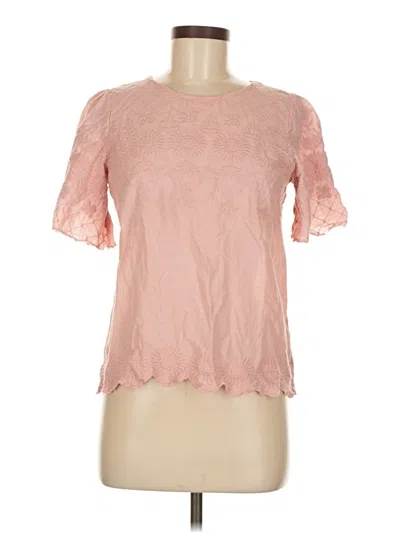 Pre-owned Kindred Short Sleeve Top Pink Mock Neckline Tops