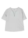 Kindred Split-neck Short-sleeve Blouse In Grey