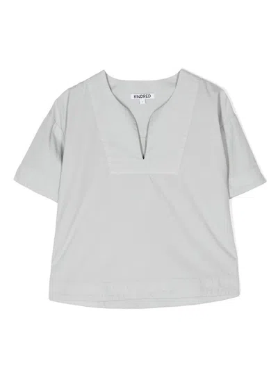 Kindred Kids' Split-neck Short-sleeve Blouse In Grey