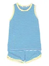 Kindred Striped Sleeveless Shorts Set In Blue