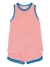 Kindred Striped Sleeveless Shorts Set In Red