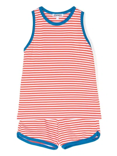 Kindred Kids' Striped Sleeveless Shorts Set In Red