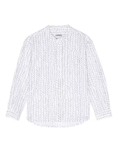 Kindred Kids' Wave-print Long-sleeve Shirt In White