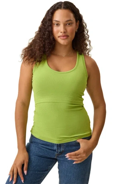 Kindredbravely Maternity Ribbed Scoop Neck Nursing Tank In Green