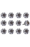 Kinetic 12-pack Knobs In Black White Floral