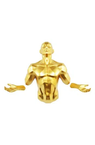 Kinetic Emerging Man Sculpture In Gold