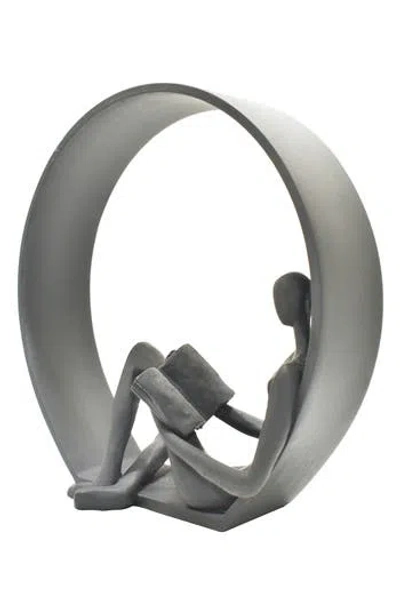 Kinetic Encircled Reader Sculpture In Gray