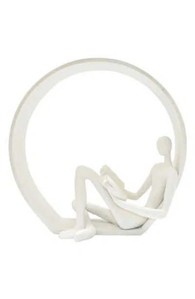Kinetic Encircled Reader Sculpture In White