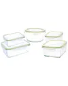 Kinetic Gogreen Glassworks 10pc Glass Food Storage Container Set In Green