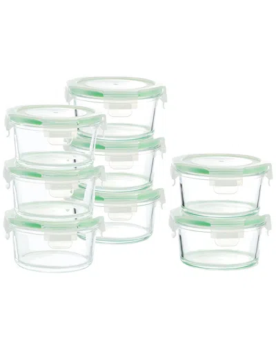 Kinetic Gogreen Glassworks Round 16pc Food Storage Set In Green