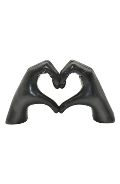 Kinetic Heart Sign Hands Sculpture In Black