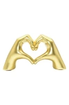 Kinetic Heart Sign Hands Sculpture In Gold