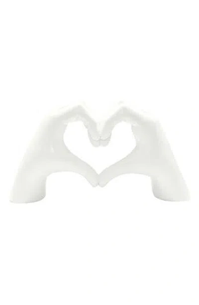 Kinetic Heart Sign Hands Sculpture In White