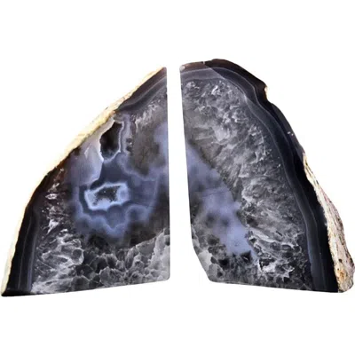 Kinetic Large Agate Bookends In Black